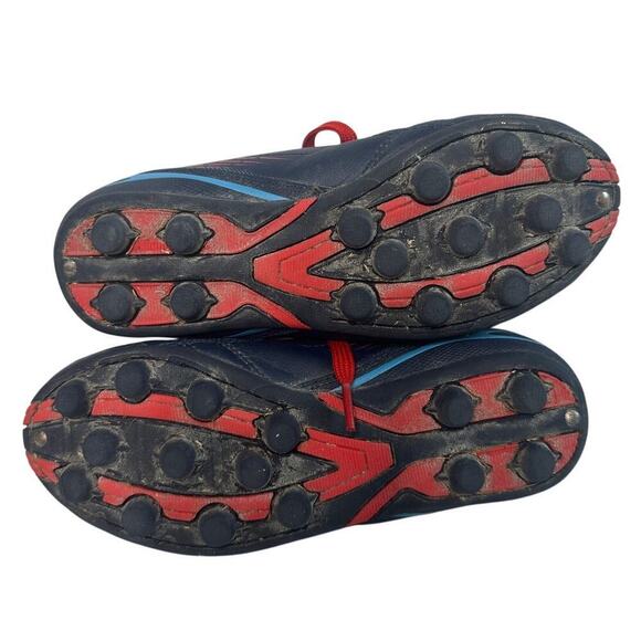 Brava Boys Size 1.5 Navy Blue Red Lace-Up Indoor Soccer Football Athletic Cleats - Picture 4 of 6